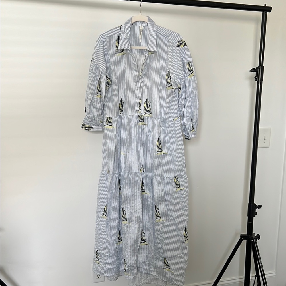 Anthropologie Striped Sailboat Print Dress